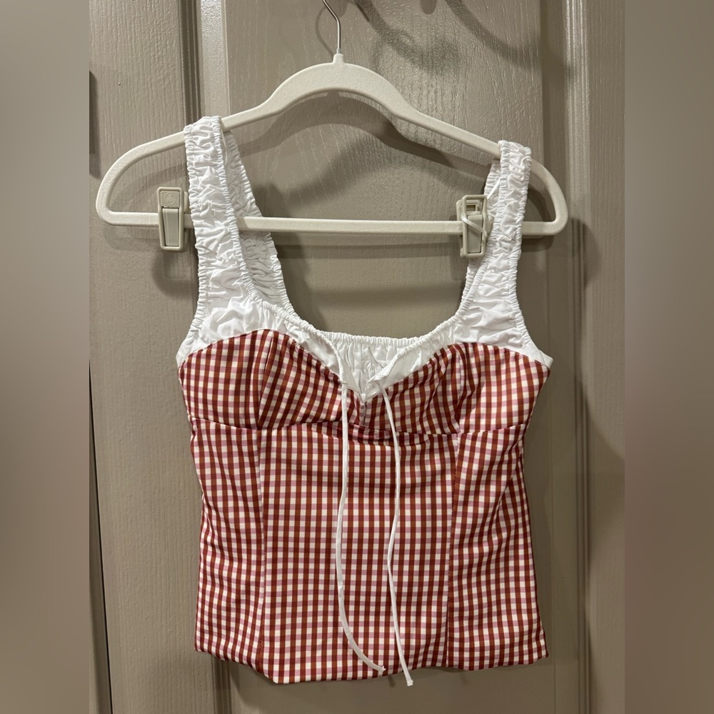 Zara Red and White Gingham top